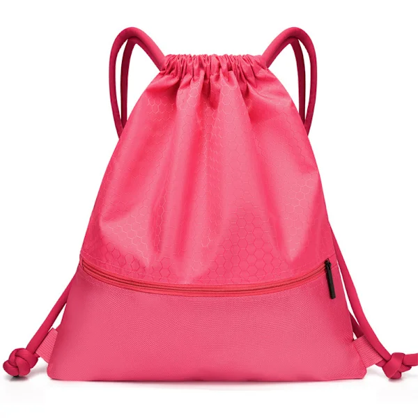 #Drawstring Swim PE Bag Sports Gym Sack Backpack Waterproof Zipper#