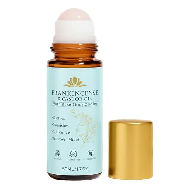 【YD】Organic Castor Oil Roll-On with Frankincense Castor Oil with Rose Quartz Deep Hydration Gently Cares for Smoothing Skin