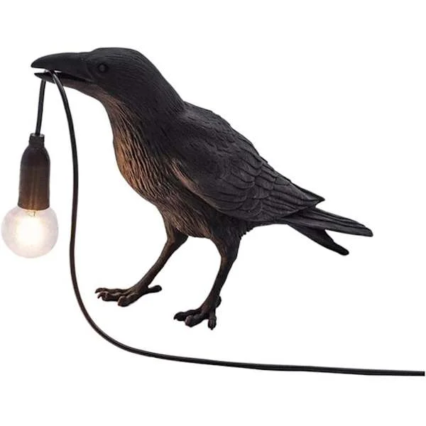 (SC) Lyckofågel Dekorativ Kråklampa Fågel Bordslampa Kreativ Djurformad Lampa Sovrum Sänglampa Vägglampa Dekorativ Lampa - Svart Bordslampa