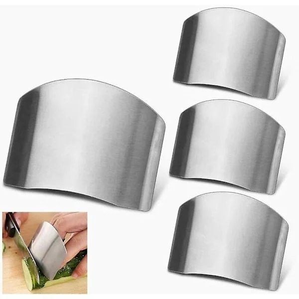 4-pack fingerskydd för säker grönsaksskärning, grillredskap, rostfria fingerskydd för köttskärning