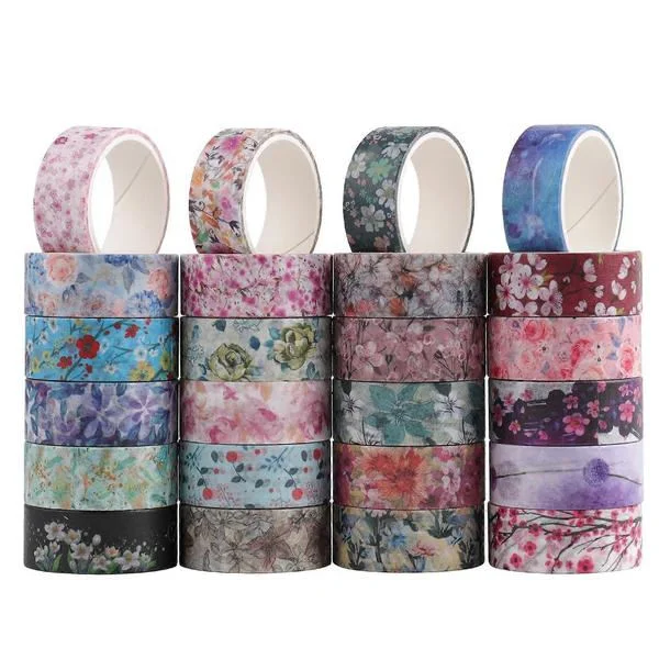 24 rullaa washi-teippiä, koristeellinen washi-teippi, journal washi -teipit, scrapbook-tarra journaliin