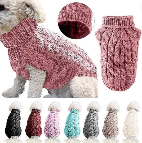 1 stk Kæledyr Hund Rullekrave Strikket Sweater Frakke Vinter Varmere Fortykning Pullover Strikket Tøj Hæklet Frakke Tøj