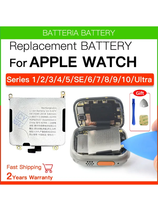 AliExpress - Batterie de remplacement pour Apple Watch Series SE 3 4 5 6 7 8 9 10 pour IWatch S3 S4 S5 S6 S7 S8 S9 Bateria 38/40/41/42/44/45/46/49mm