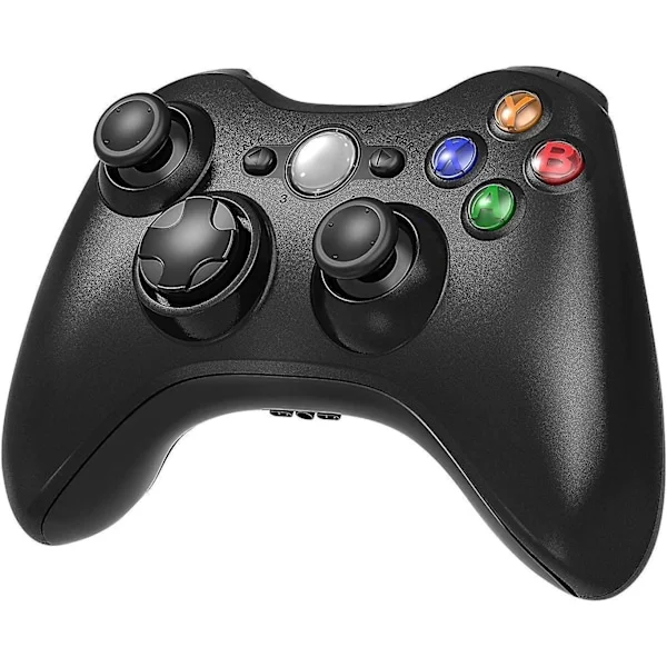 Trådlös handkontroll för Xbox 360, Finydr Xbox 360 joystick trådlös spelkontroll för Xbox & Slim 360 PC (svart)-X44-