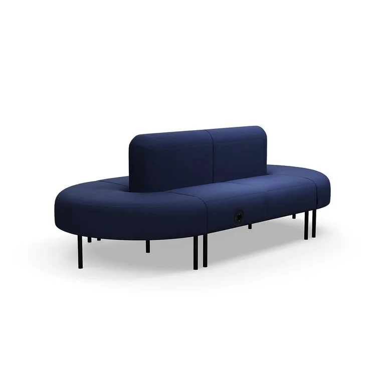 Sofa VARIETY, lukket kurve, med USB-stik, stof Pod CS, marineblå