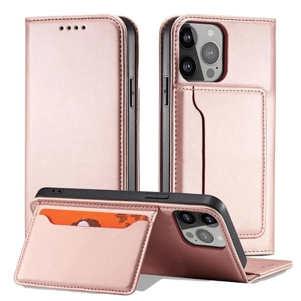 iPhone 13 Pro Max Plånboksfodral Magnet Stand - Rosa