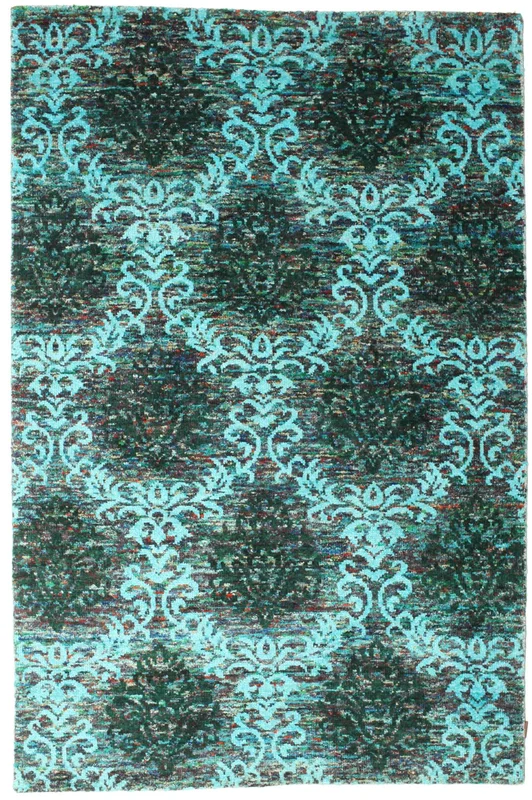 Kamala 190X290 Lichtblauw/Multicolor Zijden Tapijt Vloerkleed