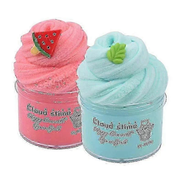 2025 Fluffy Cloud Slime Set om 2, DIY Slime Mjuk och Töjbar, Doftande Slime Kompatibel Barn, Partyfavorit, Kitt Leksaker Kompatibel Flickor [D]