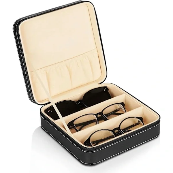 Portable 3 Slot Eyeglasses Storage Travel Sunglasses Organizer Zipper Case