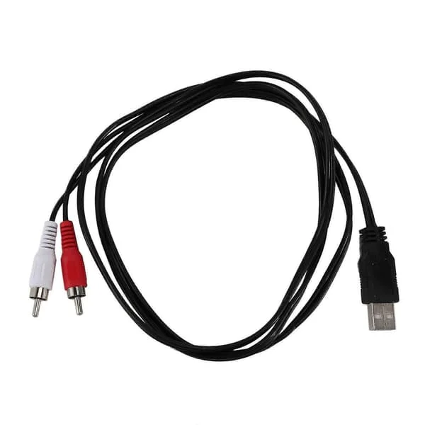 1.5m USB A Male to 2x RCA Phono Male AV Cable Cord PC TV Aux Audio Video Adapter