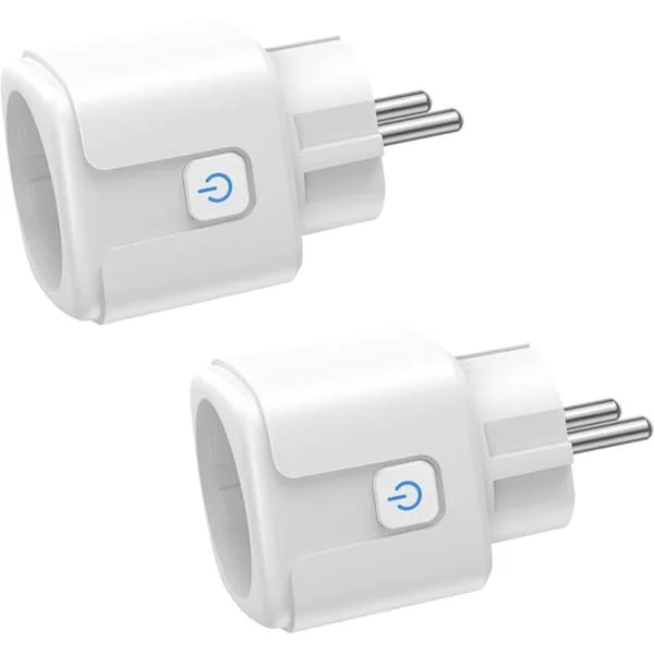 WiFi Smart Plug, 2-pack 16A 3680W Smart Plug, WiFi-uttag med strömförbrukningsmätning, fjärrkontroll, röststyrning, kompatibel med Alexa &