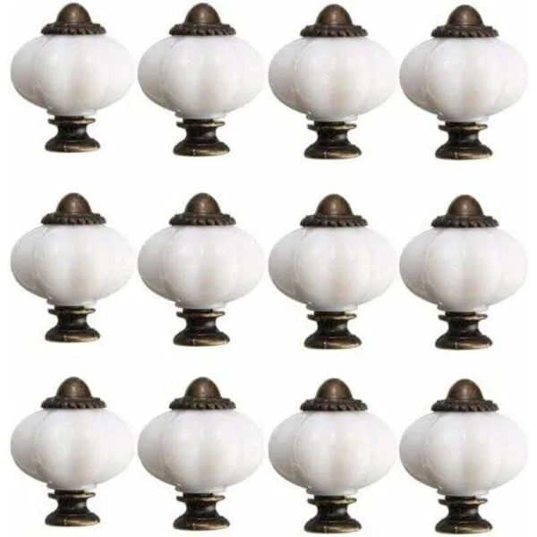 12 st Skåpknoppar 30mm Vintage Skåpdörrknoppar Keramisk Dörrknopp med 12 Skruvar Vit Porslinsknopp för Skåplåda, - Perfekt