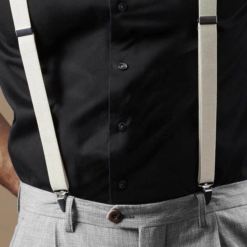 Ivory Slim Clip-On Suspenders for Men - Clip-on braces & suspenders