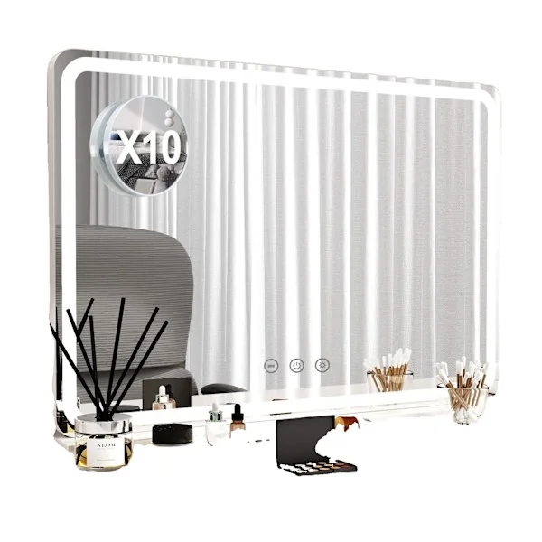 Speglar med belysning, Dimbar Touch Control, Modern Hollywood Stil, VIT