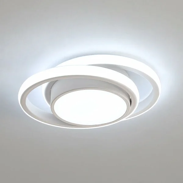 LED-taklampe, rund taklampe 32W 2500lm, moderne taklampe for hall soverom kjøkken stue, kald hvit 6000K, lengde 34c
