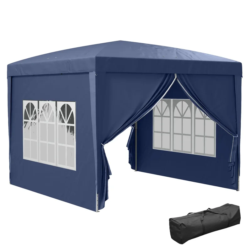 AliExpress - Outsunny Tonnelle de jardin extérieure tente de réception barnum pop-up pliant 3 x 3 m 4 parois amovibles + sac de transport bleu