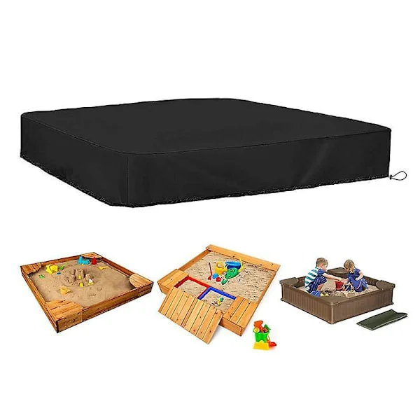 Sandlådeskydd Vattentätt Dammtätt UV-skydd Fyrkantigt Poolskydd med Dragsko för Sandlåda, Leksaker och Möbler db Svart 120*120cm Svart Svart