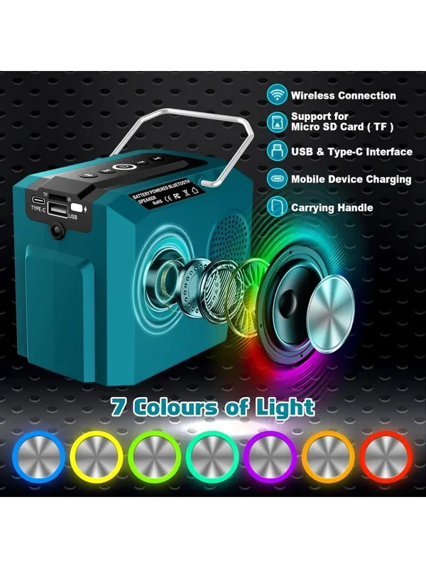 AliExpress - NEUER 2025 kabelloser Bluetooth-Lautsprecher für Makita 18 V/20 V Akku-Radio mit USB- und Typ-C-Ausgang für Outdoor-Camping-Party-Player