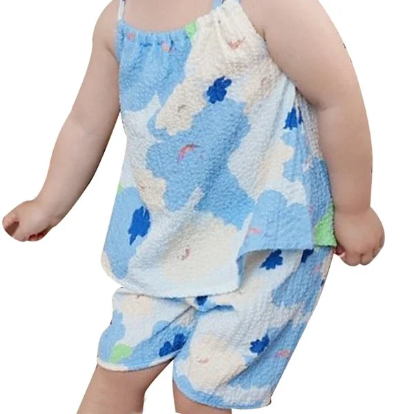 Baby ærmeløs top med bukser, let åndbar top med seler, shorts, bukser, sommersæt