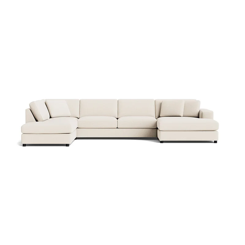 Oasis U-Form Sofa, rechts, Farbe Loop Creme, moderner Stil, Nozag-Federung für hohen Komfort, großzügige Wohnlandschaft, 79cm Höhe, elegant.
