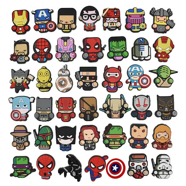 Marvel 42 stk. Sko Charms, Crocs Charms Crocs Tilbehør til Piger Drenge, Sko Charms Tilbehør Crocs Dekoration Armbånd Fest Dekorationer Fødselsdag