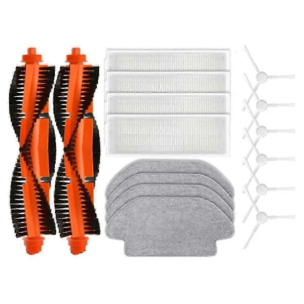 16 stk for Xiaomi Robotstøvsuger S10 Xiaomi Robotstøvsuger S12 B106GL Reservedeler Hovedsidebørste Hepa-filter Moppeklut f74