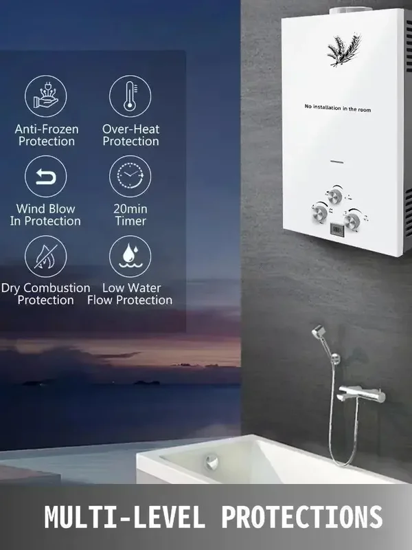 AliExpress - Sihao GPL 6L/8L/10L/12L/16L/18L chauffe-eau instantané chauffe-eau au gaz de pétrole liquéfié blanc sans réservoir en acier affichage LED