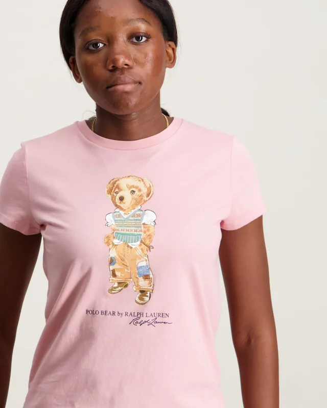 Polo Ralph Lauren Polo Bear Cotton Jersey Tee Rosa T-skjorter Jente - Kids Brand Store