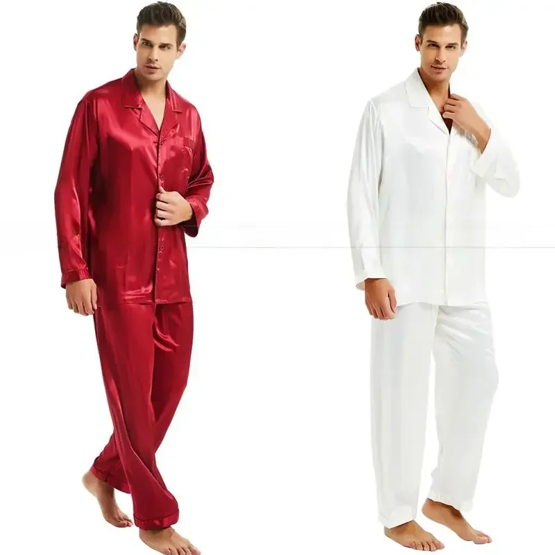 AliExpress - Mens Silk Satin Pyjamas Set Pyjama Pyjama Set PJS Set Nachtwäsche Loungewear S, M, L, XL, 2XL, 3XL, 4XL _ _ Perfekte Geschenke