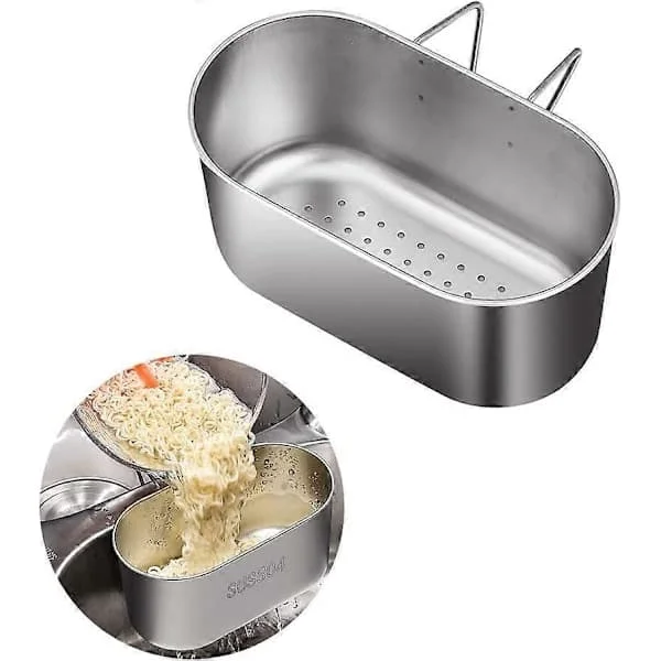 Sink Strainer Basket Stainless Steel Kitchen Food Waste Collector Sink Strainer Basket for Washing Vegetables Fruits-Silver B - hooks Silver