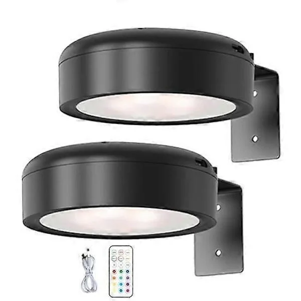 Trådlös RGB-tavellampa med fjärrkontroll, batteridriven dimbar väggmålningslampa, justerbar 13-färgs displaylampa, svart 2 st