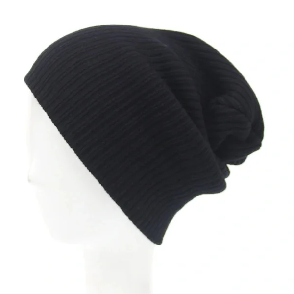 Two Black Hiphop Knitted Wool Beanies for Men and Women, Cool Winter Hats