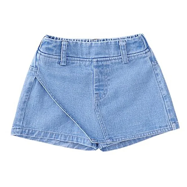 Jentesommer skjørt shorts med elastisk midje, vid ben, pustende, ensfarget, lett shorts 63in