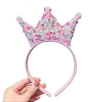 Glittrande Diadem Hårband för Flicka Födelsedagsfest Huvudsmycke Festival Paljett Hårband Barn Kostym Diadem Huvudbonad Rosa
