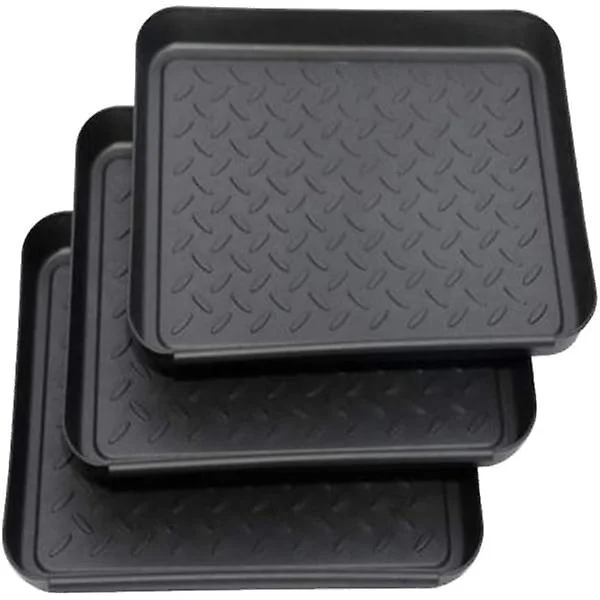 Set med 3 skoställ, skodroppbricka i plast, liten skomatta, droppmatta, hylla, skofack, droppbricka, 35x27x3 cm