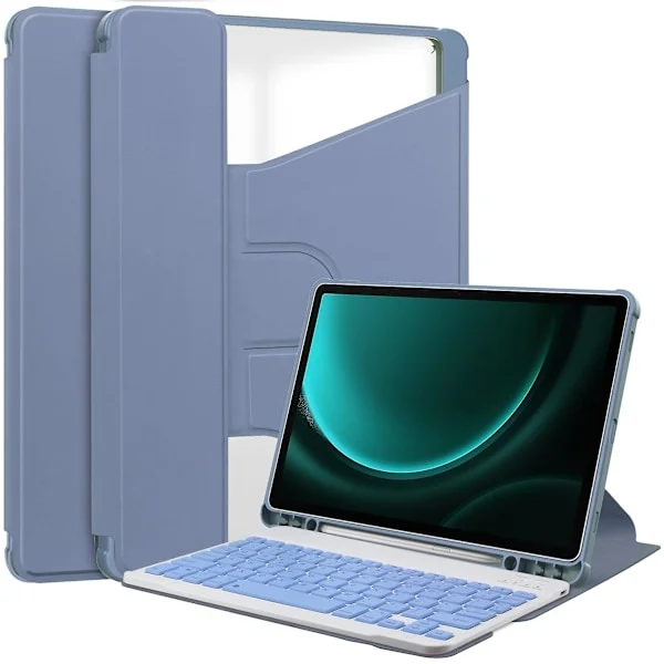 Samsung Galaxy Tab S9 FE Plus Fodral, med Bluetooth-tangentbord och roterande stativ (qb) Lila