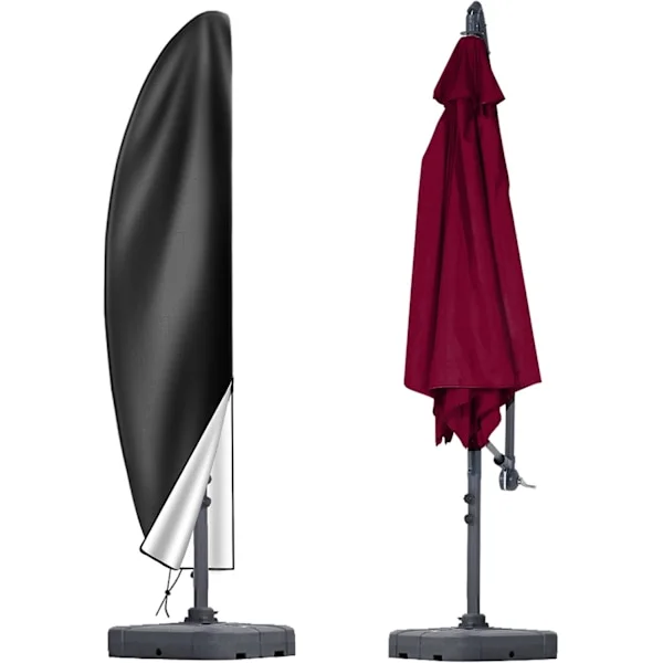 Parasolltrekk for uteplass, kraftig 210D Oxford-stoff, offset parasolltrekk, vanntett, ripstop med glidelås, for 12 til 14 fot cantilever-parasoll