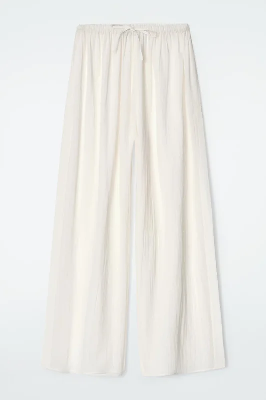 COS Crinkled Cotton Beach Trousers in White - Women