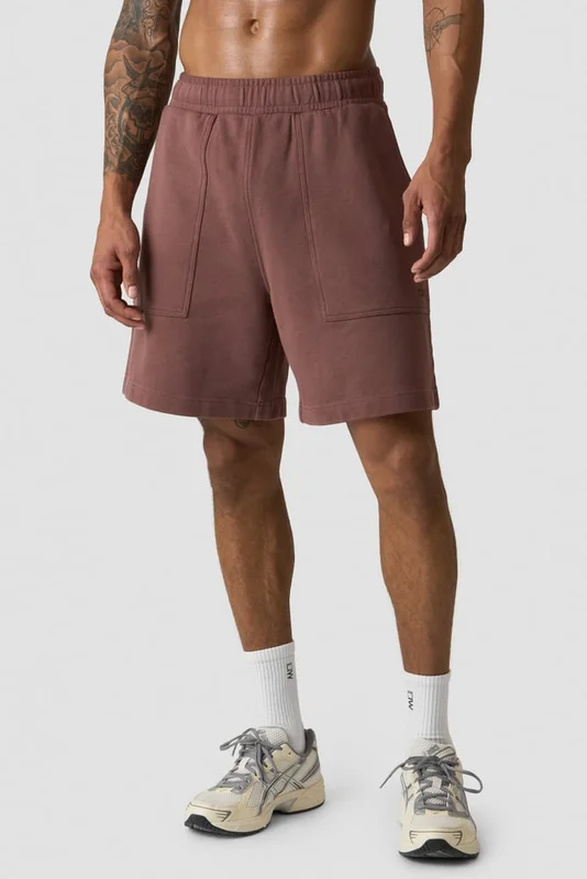 ICANIWILL - Grit Stonewashed Sweatshorts Auburn Brown - Shortsit - Miehet - Treenivaatteet ICIW:ltä