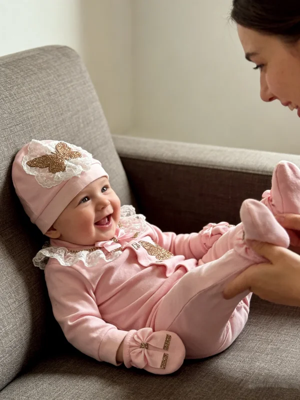 AliExpress - Dollbling Take me Home Baby Essential Hospital Exit Clothing Newborn Pink Lace 5pcs Receiving Blanket Butterfly Romper Set