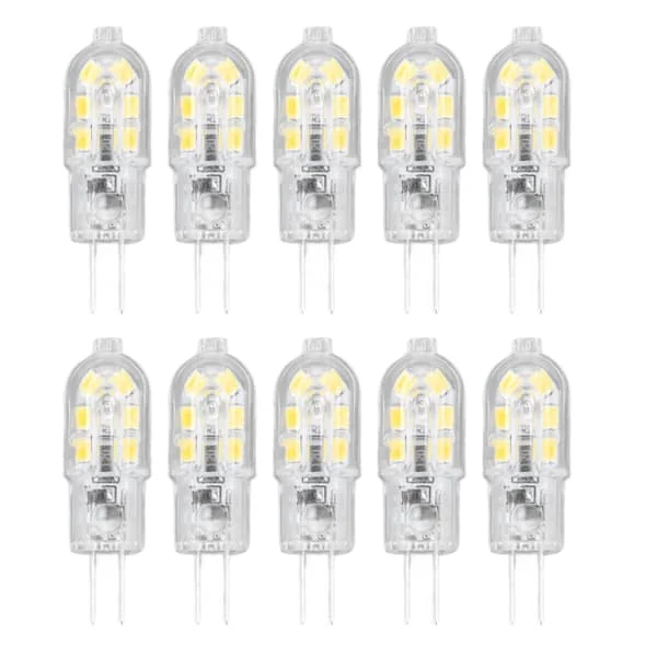 [KK]10 stk G4 LED-pære Lysstyrke Dimbar Høy Fargegjengivelse Transparent Skall Lyskilder for Landskapsbelysning DC 12V Hvitt Lys