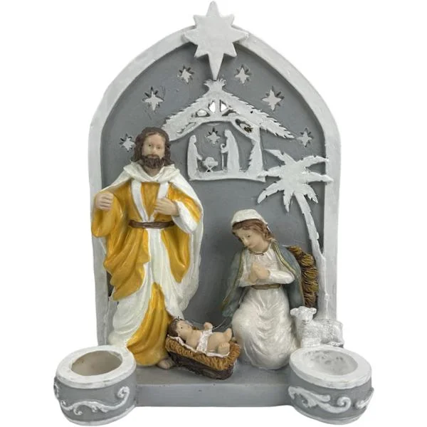 Advent lysestake harpiks Fødselssett, Jomfru Maria og Jesusbarnet juleborddekorasjon, spirituell ornament.