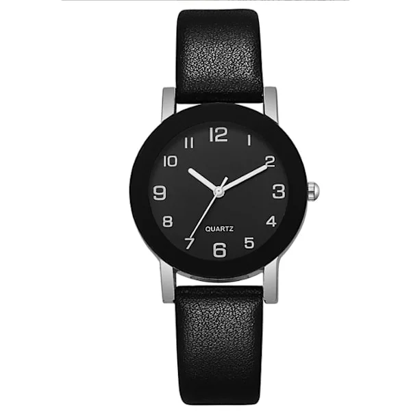 Klassisk digital svart urtavla klocka PU quartz klocka enkel avslappnad herr- och damklocka svart Dam