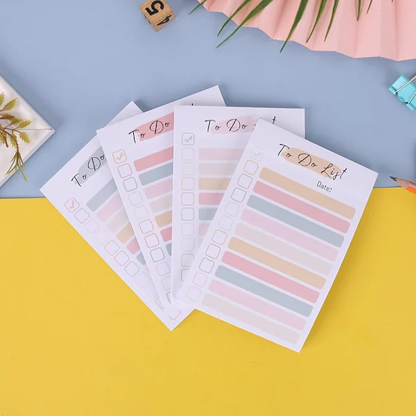 4-pak to-do lister, daglig to-do liste notesblok planner, to-do liste planner notater liste farver memo planlægningsblok notesblok indkøbsliste 