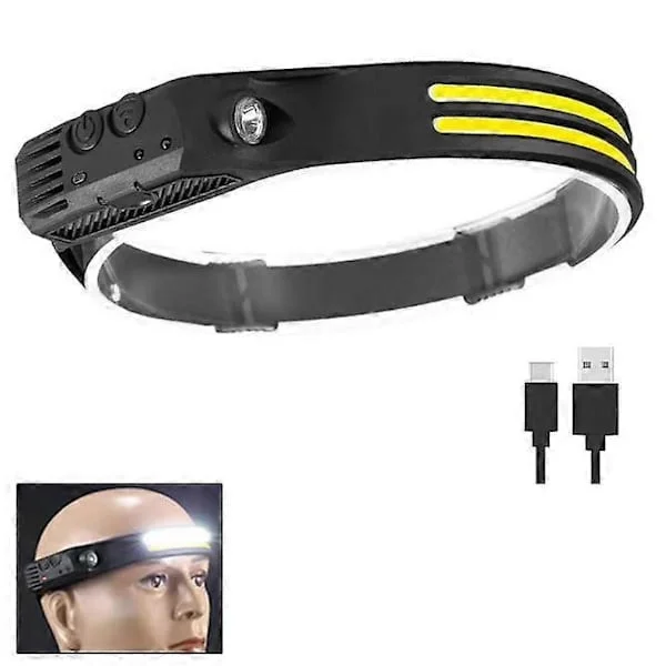 Uppladdningsbar pannlampa 1000 Lumen, 230° bred stråle handsfree-sensorlampa-FO-