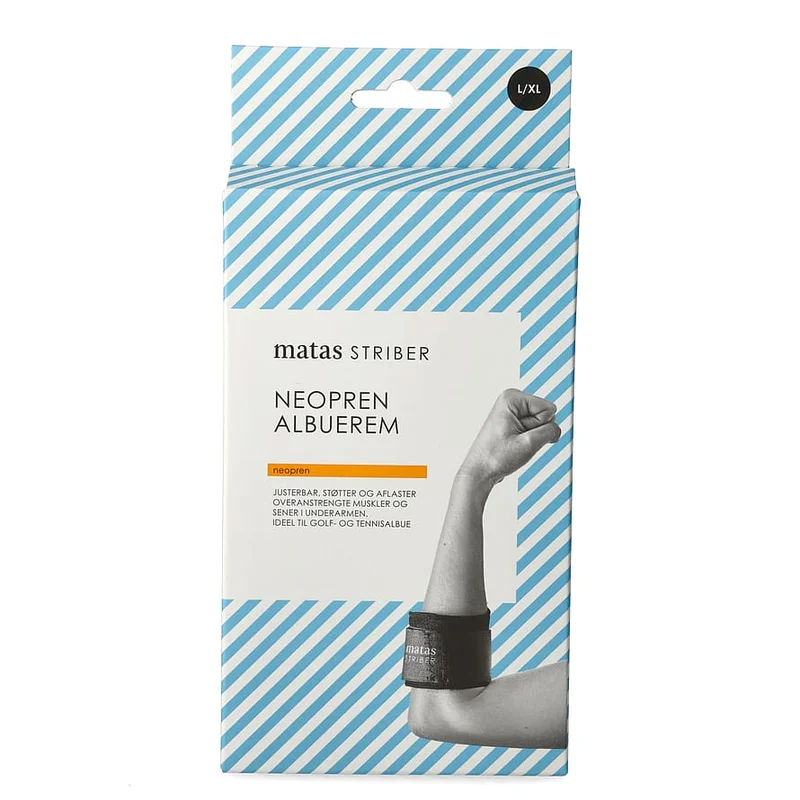 Matas Striber Neopren Albuerem Sort L/XL, Sport & Velvære, Støttebind, Albuebind