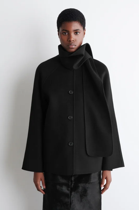 COS Double-Faced Wool Scarf Short Jacket in Black - Women