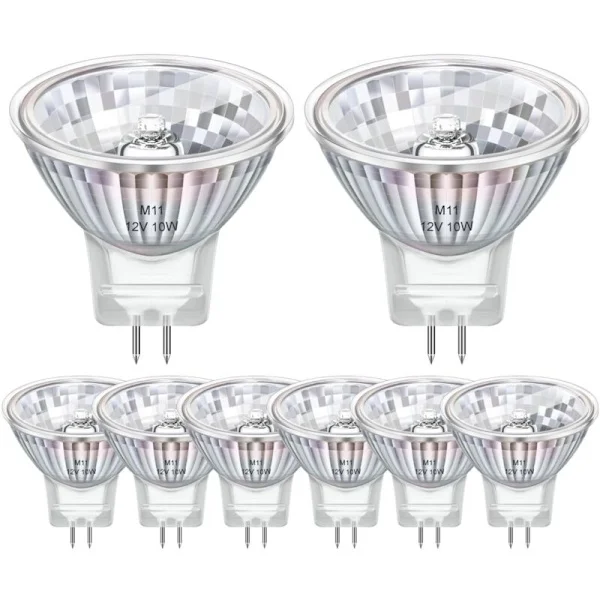 Pakke med 8 GU4 MR11 12V 10W Halogenpærer, MR11 2800k Varm Hvid Dæmpbare Halogenpærer, GU4 Halogen til Hjem, Landskab, Indbygget, Sporbelysning G]