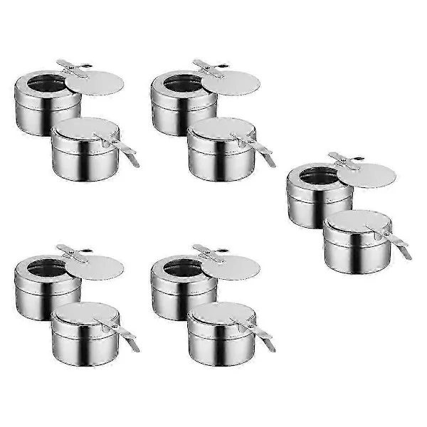 10-pakning drivstoffholdere i rustfritt stål, chafing-drivstoffholdere med lokk, drivstoffholder for chafing-fat og buffet, grill