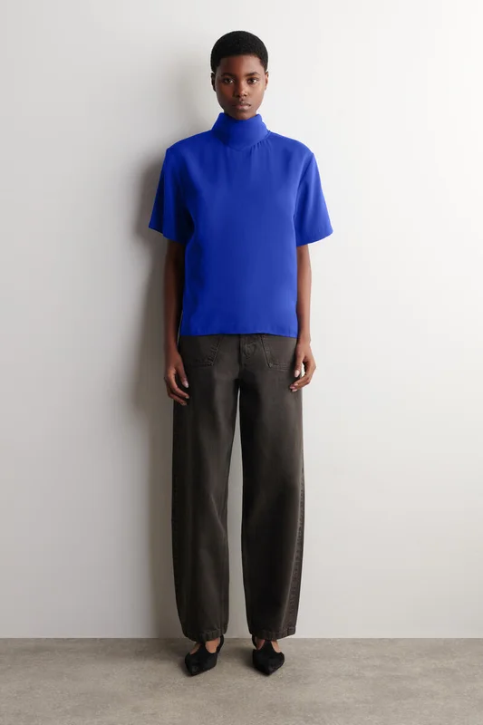 COS Draped Scarf-Detail Top in Blue - Women